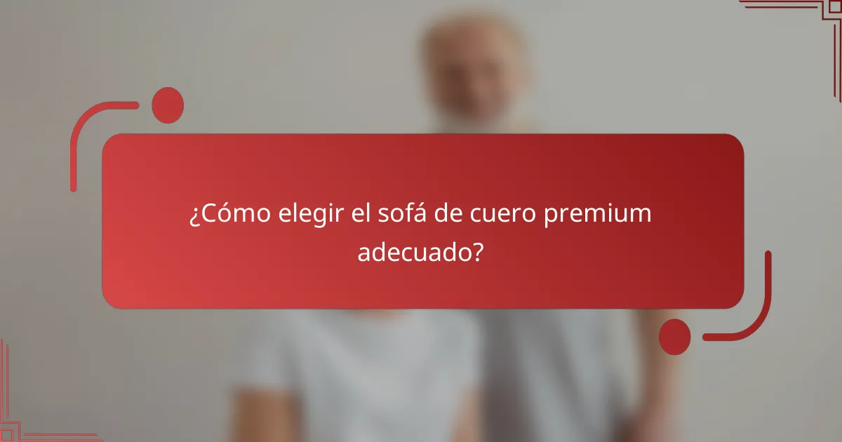 ¿Cómo elegir el sofá de cuero premium adecuado?