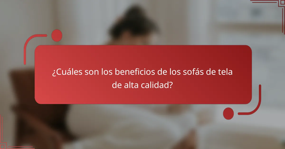 ¿Cuáles son los beneficios de los sofás de tela de alta calidad?