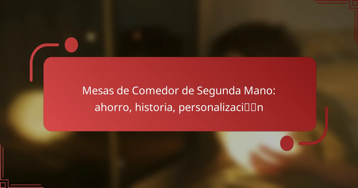 Mesas de Comedor de Segunda Mano: ahorro, historia, personalización