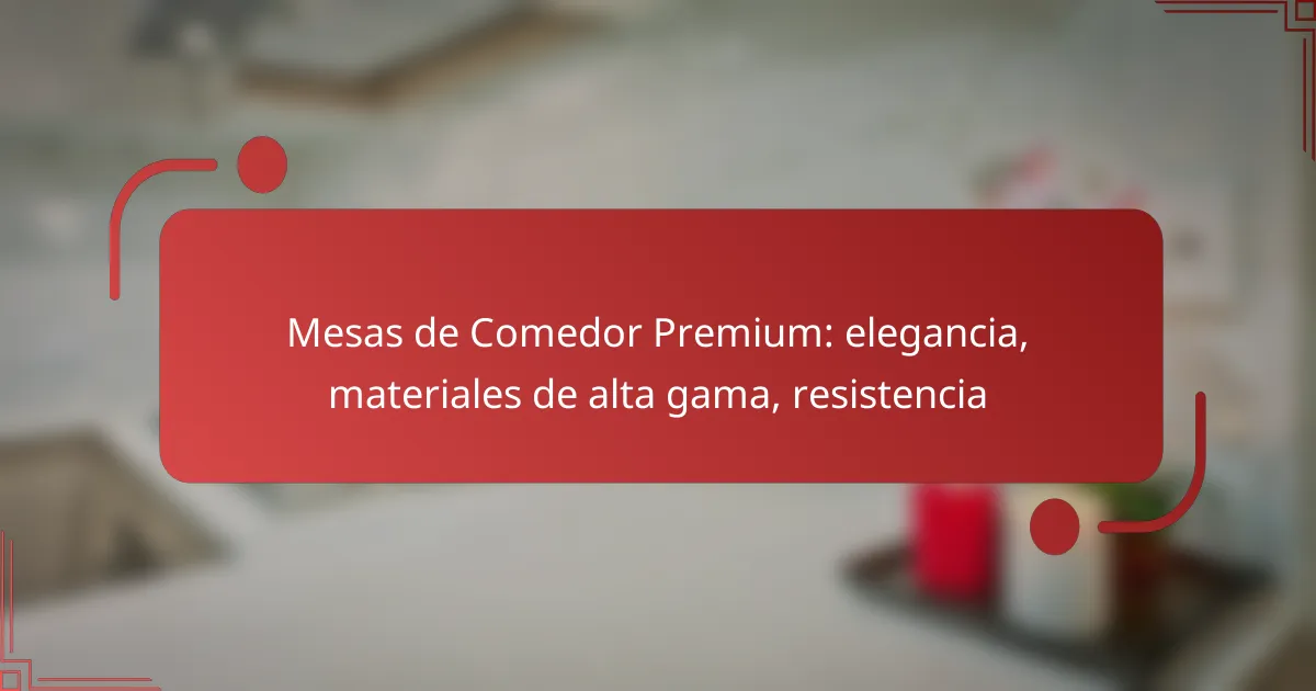 Mesas de Comedor Premium: elegancia, materiales de alta gama, resistencia