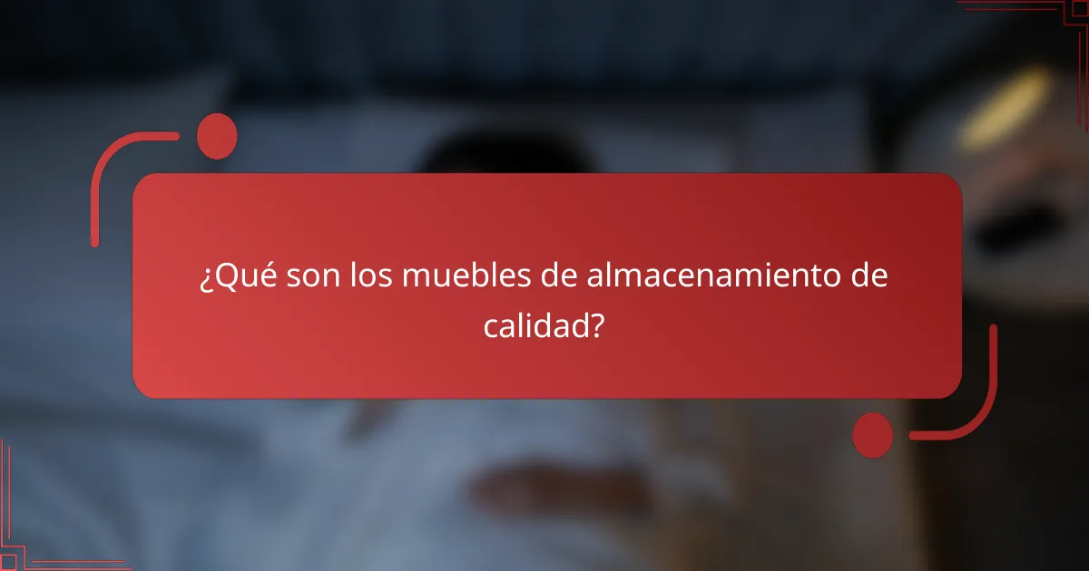¿Qué son los muebles de almacenamiento de calidad?